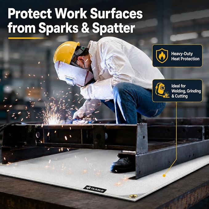 FLASLD Heavy-Duty Fiberglass Fire Retardant Blanket, 70 x 95 inch Welding Fireproof Thermal Resistant Insulation