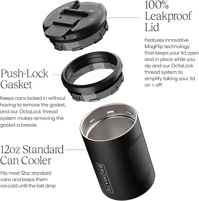 BrüMate Hopsulator Duo 2-in-1 Can Cooler Insulated for Cans + 100% Leak Proof Tumbler with Lid | Can Insulated for Hard Seltzer, Beer, Soda and Energy Drinks