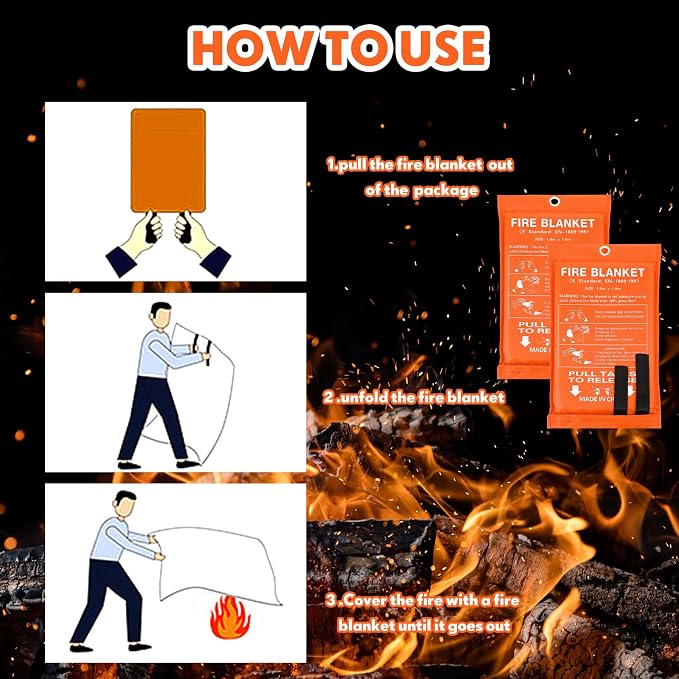 Macarrie 30 Pack Fire Blankets 39” x 39” Fire Blanket Emergency for Home and Kitchen Extinguisher Blankets Fiberglass Suppression Blanket Safety Fireproof Survival for Car Office Warehouse (Orange)