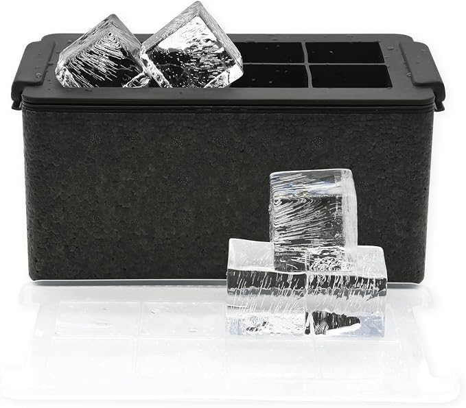 Bangp Crystal Clear Ice Cube Maker with Reusable Ice Storage Bag | Clear Ice Cube Mold with Lid Makes 8 Large 2" Square Pure Ice Cubes for Whiskey,Cocktails & Drinks,Whiskey Gifts for Men