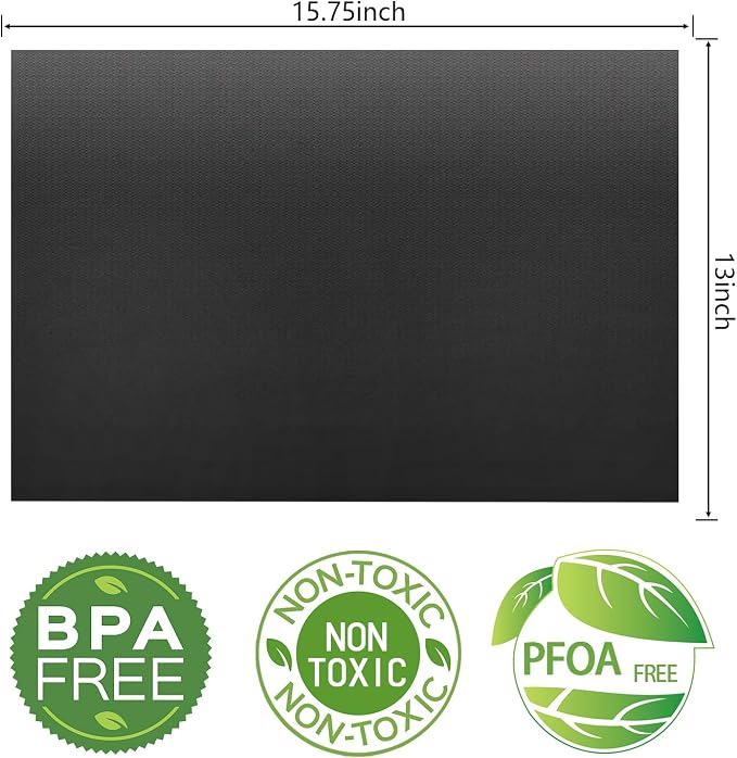 Grill Mats for Outdoor Grill, Set of 9 BBQ Grilling Mat for Outdoor Gas Grill Cooking,15.75 X 13 Inch, Black