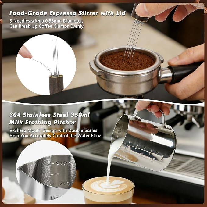 Y-Step 51mm Espresso Accessories Kit, 25 PCS Espresso Tamper Kit Coffee Tamper Set, with 51mm Espresso Tamper, Puck Screen and Dosing Funnel, WDT Tool, Latte Art Kit, Espresso Tools for Barista