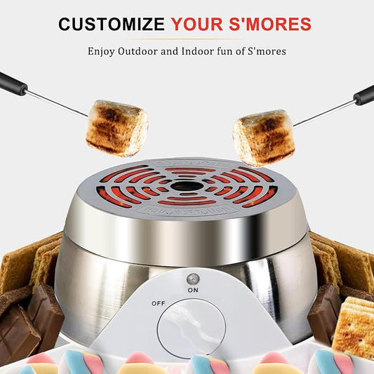 Smores Maker Tabletop Indoor Kit, Indoor Smore Maker Smores Kit Flameless Electric S'mores Maker, Tabletop Smores Maker,Movie Night Supplies Housewarming Christmas Gifts, 120V