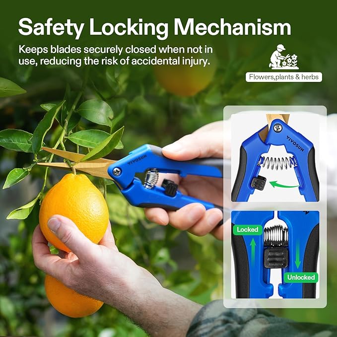 VIVOSUN Curved Gardening Scissors 6.5 Inch Hand Pruner Shear with Titanium Coated Blades 1-Pack