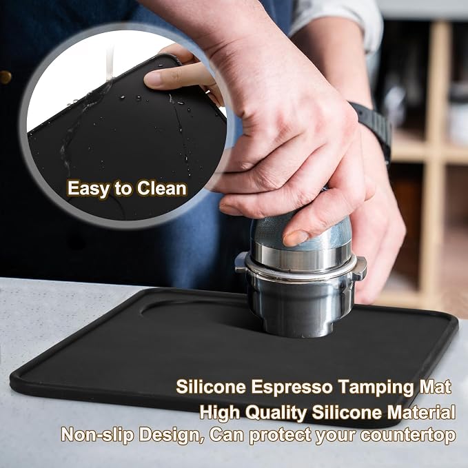 HOMEE 4.8 Inch Espresso Coffee Knock Box with Silicone Anti-Slip Tamper Mat | Detachable Rubber Knock Rod,Non-Slip Base,Easy to Clean,Barista-Style Knock Box Fits for Home Kitchen and Small Coffee Bars