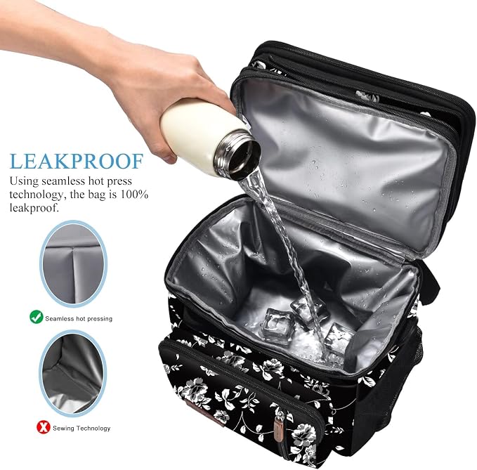 MIYCOO Lunch Bag for Women & Men, Expandable Double Deck Lunch Box, 15L | Leakproof & Waterproof, Portable, Large Soft Insulated Cooler bag for Adult, Work, Camping, Beach, Picnic, Travel