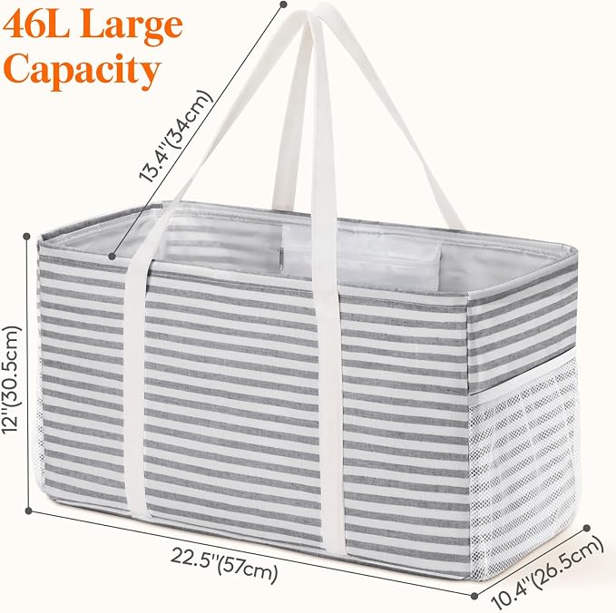 Lifewit Extra Large Tote Bag, Reusable Grocery Bags with Metal Wire Frame and Handles
