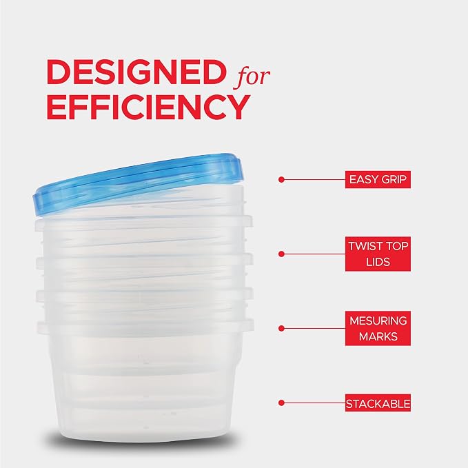 Tafura Freezer Containers, 10 Pack, 16 Oz, Leakproof BPA-Free Lids | Twist-top screw-on closures help prevent spills during storage, travel, and meal prep.