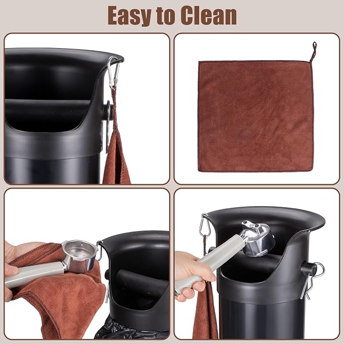 18L Coffee Knock Box Large Capacity Floor, Espresso Grounds Bin | Large Capacity Floor, with Brush, Towel & 25 Bags for Coffee Shops/Bars/Home (35×9.8×9.6in)