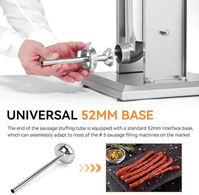 10mm Stainless Steel Sausage Stuffing Tubes for #5 Sausage | Stuffing Funnels, 10mm Stuffing Horn For Manual/Electric Meat Sausage Stuffer