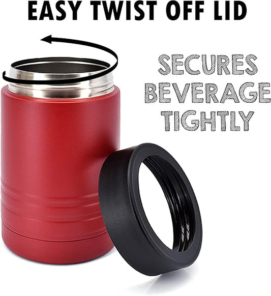 4-in-1 Stainless Steel 12 oz Double Wall Vacuum Insulated Can or Bottle Cooler Keeps Beverage Cold for Hours - Also Fits 16 oz Cans - Powder Coated Maroon - Clear Water Home Goods