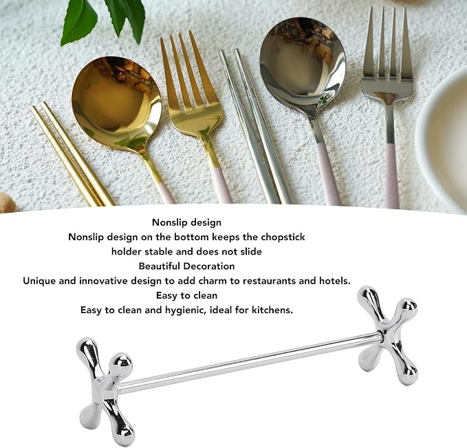 4Pcs Metal Chopsticks Rest Set, Stable Prevent Slip Multifunctional Knife and Chopstick Holder Stainless Steel Chopsticks Rest Pillow for Spoons Forks Knifes