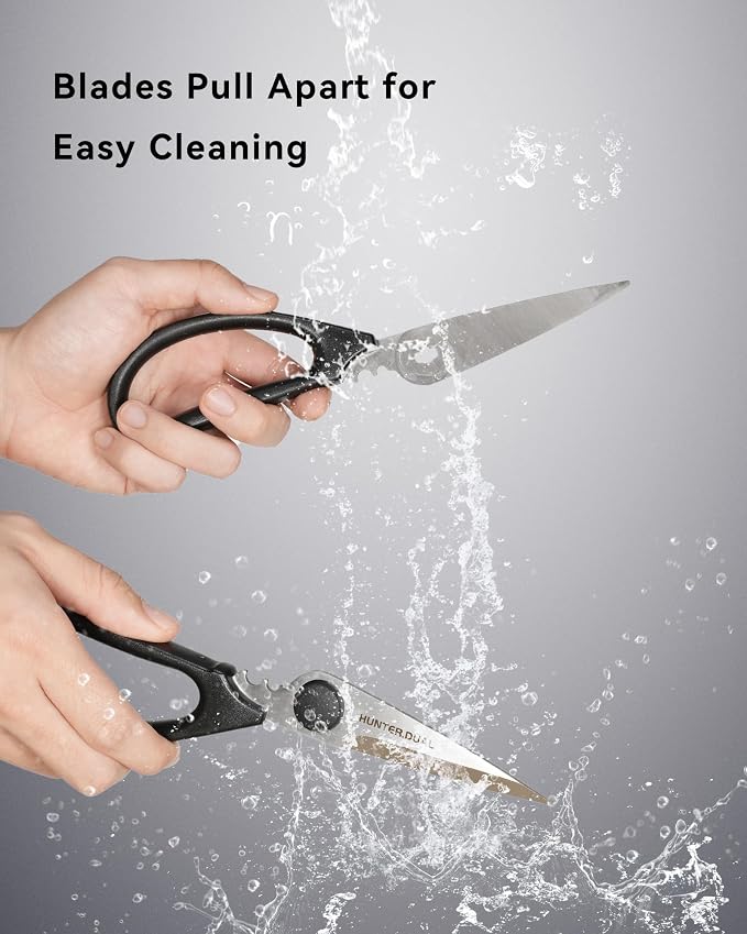 Kitchen Scissors for Food, HUNTER.DUAL Heavy Duty Come Apart Poultry Shears for Cooking, All Purpose for Cutting Chicken, Meat, Fish & Vegetables (Black, 8.26 Inch)