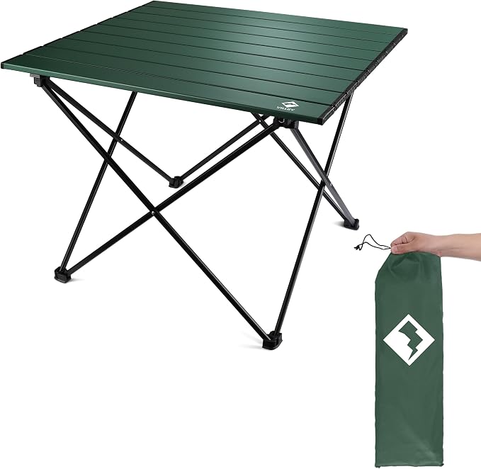 VILLEY Portable Camping Side Table, Ultralight Aluminum Folding Beach Table | Lightweight & Portable, Aluminum Folding Table with Carry Bag for Camping, Outdoor Cooking, Beach, Picnic, Boat & Travel