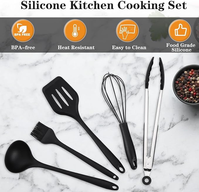 Camping Essentials Cookware Cooking Utensils Set - Portable Camp Kitchen Mess Kit Outdoor Accessories, Stainless Steel & Silicone, Camping Gear Equipment for RV Picnic Grill,Brown Pro | Stainless Steel & Silicone Mess Kit, Durable Outdoor Kitchen Gear ...