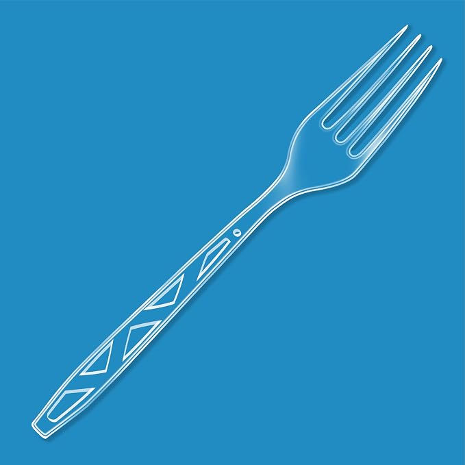Amazon Basics Disposable Clear Plastic Forks, Premium Quality, 100 Count, Large Pack, Packaging May Vary (Pack of 10)