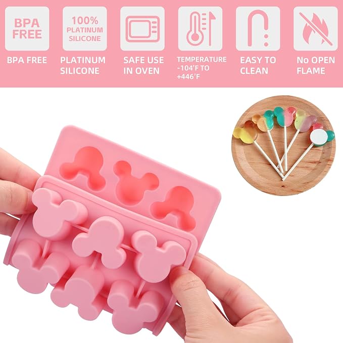 Cute Cartoon Silicone Ice Cube Molds, Reusable 15 Cavity Non-Stick Mouse Head Candy Chocolate Mold Ice Cube Trays Easy Release BPA Free Ice Mold for Kids DIY