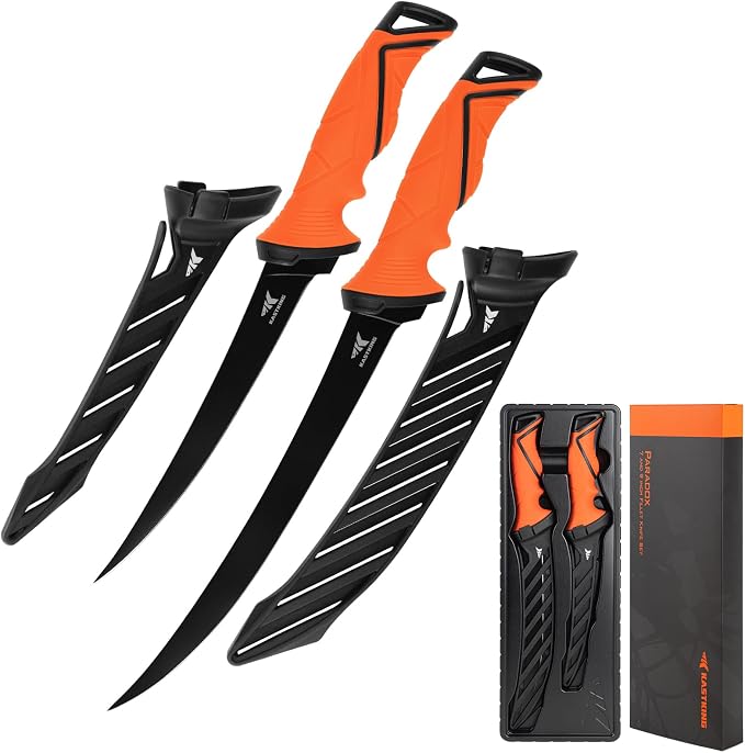 KastKing Paradox Fishing Fillet Knife Kit, 7" and 9" | G4116 German Stainless Steel, Non-Slip Handles, Corrosion-Resistant, Sheath Included, Fresh & Saltwater, Great Fishing Gifts