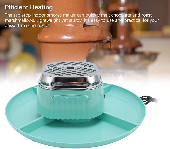 Electric Smores Maker Indoor Tabletop Adjustable Temperature Chocolate Marshmallow Roaster with 4 Detachable Trays for Party Gathering Home Use ABS Stainless Steel 749g
