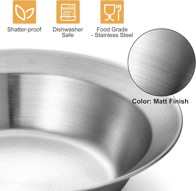 Odoland Stainless Steel Camping Mess Kit for Family & Person | Cooking Tableware Utensils with Plates Bowls Forks Spoons Knives & Savings Bag for Camping, Backpacking, Hiking, Picnic