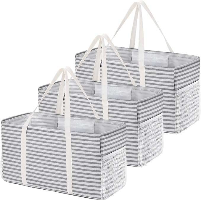 Lifewit Extra Large Tote Bag, Reusable Grocery Bags with Metal Wire Frame and Handles
