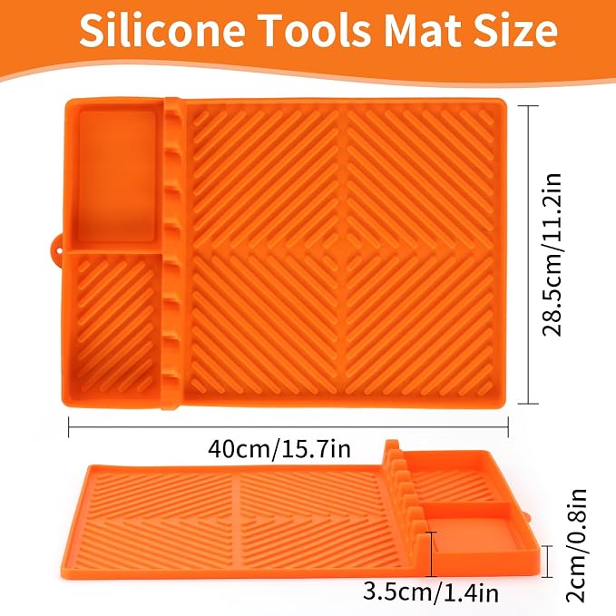 Find law Silicone Tools Mat for Griddle & Kitchen Countertop | Orange Side Shelf Spatula Mat with Drip Pad for Blackstone Weber Traeger Pit Boss Flat Top Grill Smoker, BBQ Gifts for Men