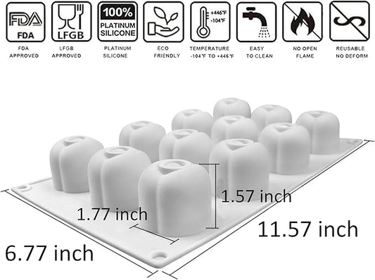 OCPO KITCHEN Cherry Silicone Molds for Baking Mousse Cake, 3D Silicone Baking Mold for Candy Pastry Chocolate Truffle Cupcake Jelly Cookie Pudding Cake Decoration Mold, Cherry Shape (12-Cavity)