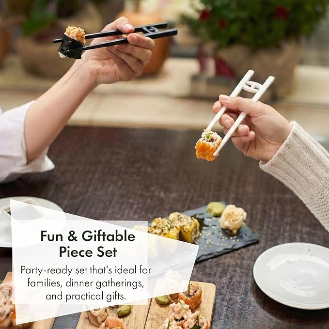 Easy-to-Use Reusable Chopsticks for Adults w/ Helper Design, 4 Pcs