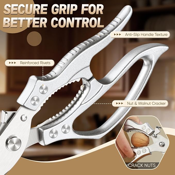 Freelander Kitchen Scissors Set - All Purpose Heavy Duty Poultry Shears | Japanese Kitchen Shears for Food, Chicken, Meat, Fish, Vegetables, Ergonomic Non-Slip Handle, Gifts for Women Men