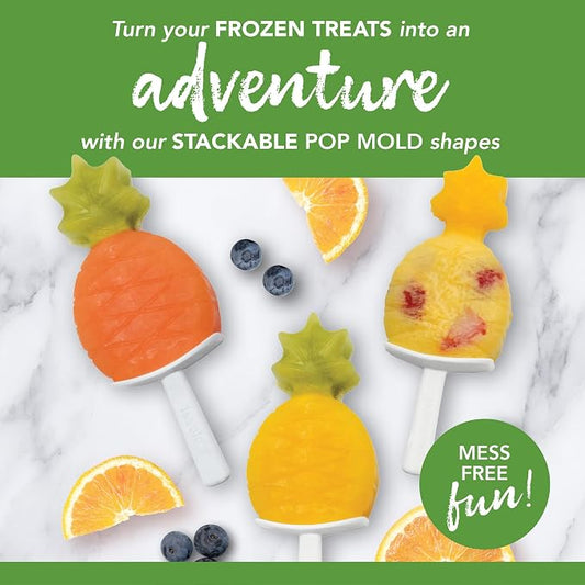 Tovolo Pineapple Popsicle Mold Stackable Kids Pack of 4 Pineapple Silicone Mold with Sticks, BPA Free Freezer Pop Maker Summer Essentials Frozen Treat Molds, Sun Ray Yellow