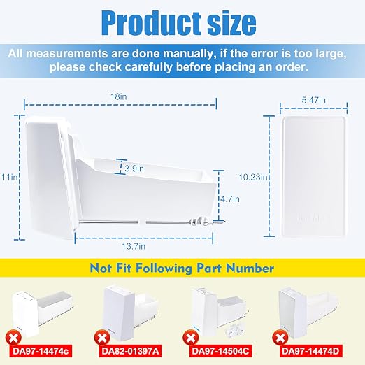 Upgraded DA97-20156B Refrigerator Ice Bucket Compatible with Samsung Refrigerator Ice Container Assembly RF28R7351SG, RF28R7201SG, RF27T5241SG, etc, Ice Maker Ice Bin, One Year Warranty