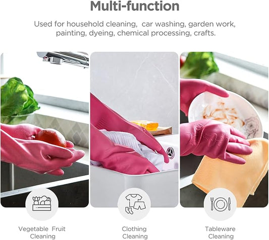 Dishwashing gloves 2 Pairs for kitchen,Rubber cleaning gloves,Long dish gloves reuseable.