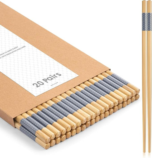 Bamboo Chopsticks Reusable 20Pairs | Eating | Non slip | Chinese -（9.45in）
