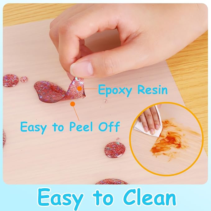 Small Silicone Mats for Crafts Clear: 10.24"W x 14.2"L Heat Resistant | 2 Pcs Nonstick Non-Slip Countertop Protector Placemats - Translucent Silicone Sheet for Jewelry Epoxy Resin Glitter Slime DIY