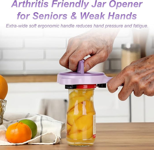 2026 Upgraded 4-in-1 Jar Opener for Seniors Adjustable | Stainless Steel Lid Opener with Handle, Includes Hook & storage bag , Can Opener for Arthritis and Weak Hands