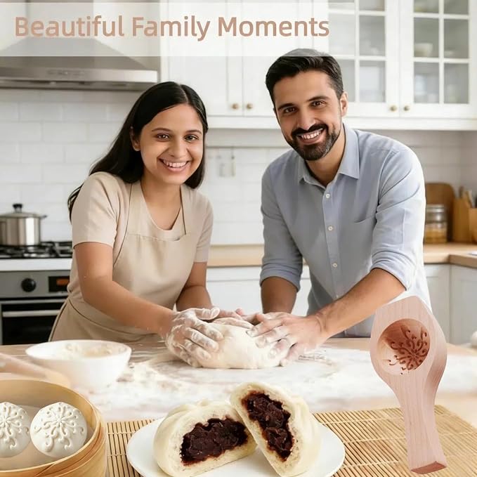 Wooden Bao Bun Maker | Handcrafted, Food-Grade Hardwood, Multi-Purpose, Ergonomic Handle, Non-Stick Surface