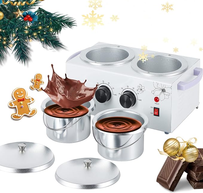 NEWTRY 200W Chocolate Tempering Machine w/2 Tanks Professional Commercia Chocolate Melter for Home, Restaurant Cocoa Butter Substitute Only for Melting Butter, Handmade Soap, Beauty Wax etc