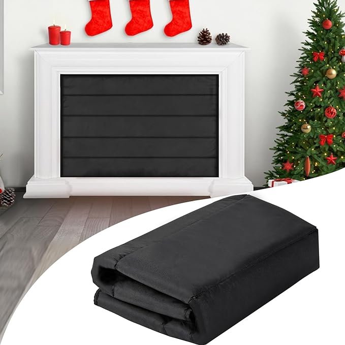 Magnetic Fireplace Blanket for Heat Loss Indoor Fireplace Covers Keep Drafts Out Stops Heat Loss Fireplace Draft Stopper with Built-in 12 Strong Magnet for Iron Fireplace Frame Fireplace Screen 39x36