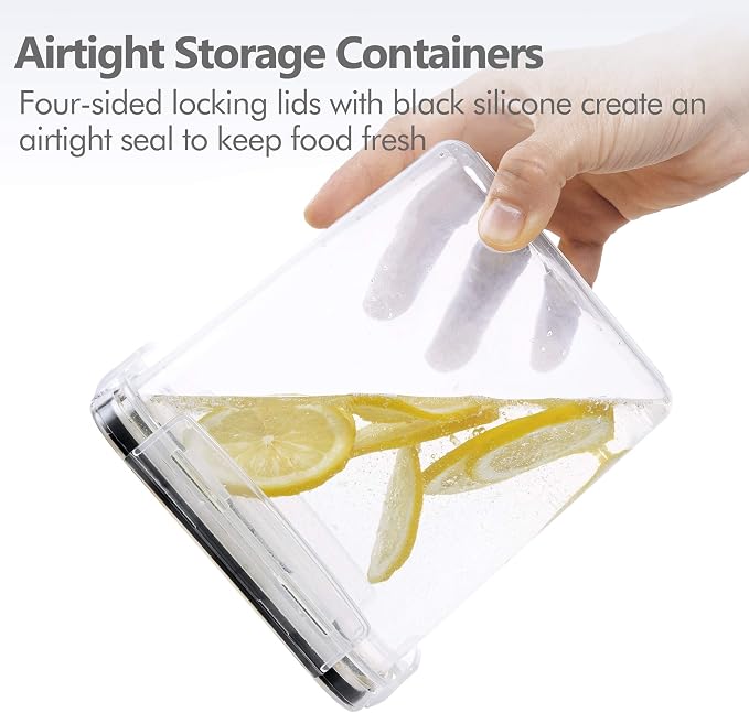 Airtight Food Storage Containers Set, 14 PCS Kitchen Storage Containers with Lids for Flour, Sugar and Cereal, Plastic Dry Food Canisters for Pantry Organization and Storage | BPA-Free Kitchen Organizers with Lids, For Flour, Sugar & Cereal, Plastic Dr...