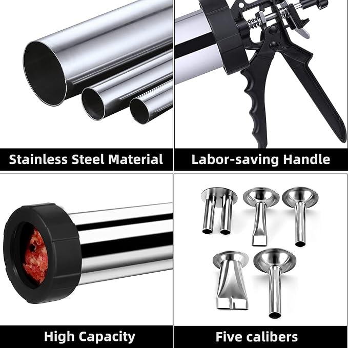 Professional Beef Jerky Gun Kits Stainless Steel Jerky Maker - Jerky Maker Jerky Cannon Meat Gun Stainless Steel Jerky Gun Large Capacity Jerky Making Kit