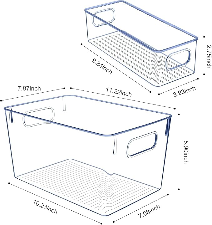 Set of 8 pantry organizers and storage, Clear Plastic Storage Bins for Kitchen Organization, Freezer Storage, Home Edit Containers