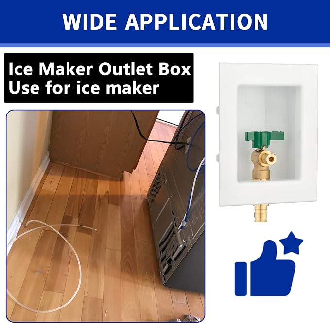 (1 Pack) Lidertik 1/2 inch Expansion PEX-A Pre-Assembled Ice Maker Outlet Box Valve 1/4 inch Recessed Refrigerator Water Line Wall Box with Shut Off Valve LI-ZBQH-530