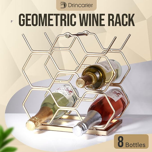 Small Wine Racks Countertop (8 Bottle Capacity),Metal Wine Bottle Holder Modern Gold for Home Kitchen Bar,Tabletop Wine Rack for Cabinet, Pantry, Wine Bottle Storage