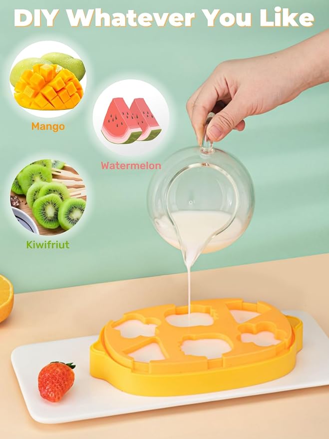 Lemon Popsicle Molds for Kids & Toddlers – Fun Mini Silicone Ice Pop Maker, Food Grade & Family Safe, Fruit Ice Cream Mold Set (Yellow-lemon(6 pieces))