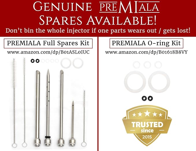 304-Stainless Steel Meat Injector - With Marinade Straw! 4 Needles, Spare Orings, Ebook, Spares Available! The Original 2oz Marinade Injector Syringe Kit Creates Juiciest Turkey and BBQ Ever!