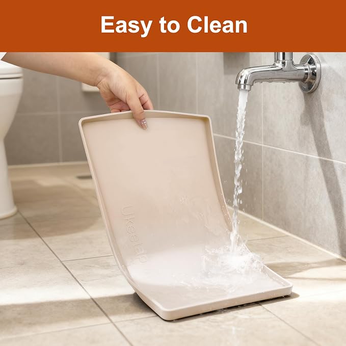 ukeetap 19" x 12" Extra Thick Silicone Mat Waterproof with Raised Edge, BPA Free Non-Slip Dog & Cat Food Mat, Feeding Mat for Food and Water Bowls, Spill Proof Mat to Protect Floors, Beige