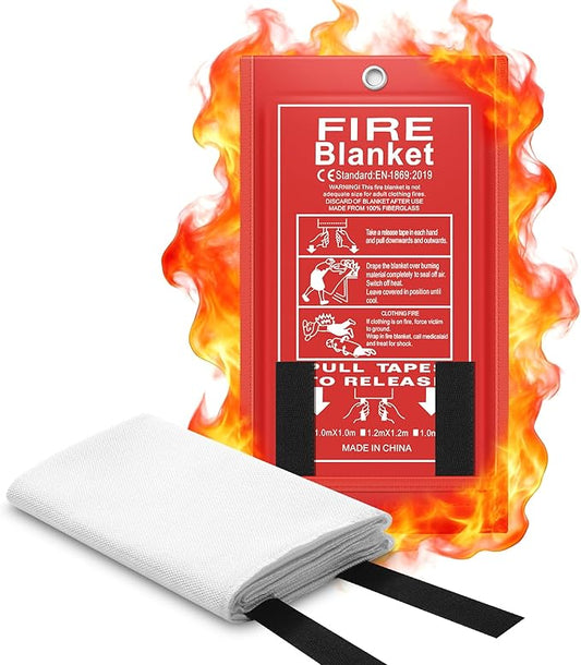 FLASLD Emergency Fire Blanket for Home, 40x40 Inch Fiberglass Fire Blankets Emergency for People, Fire Suppression Blanket for Kitchen, Fire Extinguisher for Home
