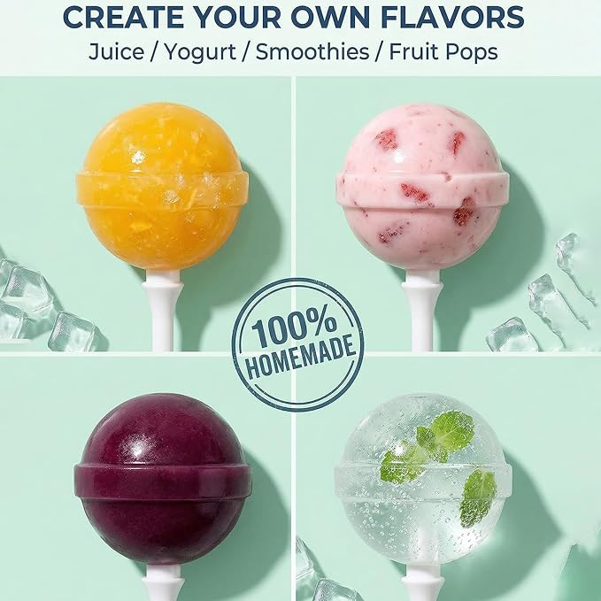 Reusable Large Lollipop-Shaped Ice Mold, DIY Creative Ice Pops for Summer, Mini Silicone Lollipop Hockey Mold, Silicone Popsicle Maker for Juice, Yogurt & Frozen Treats, Fun Dessert (12)