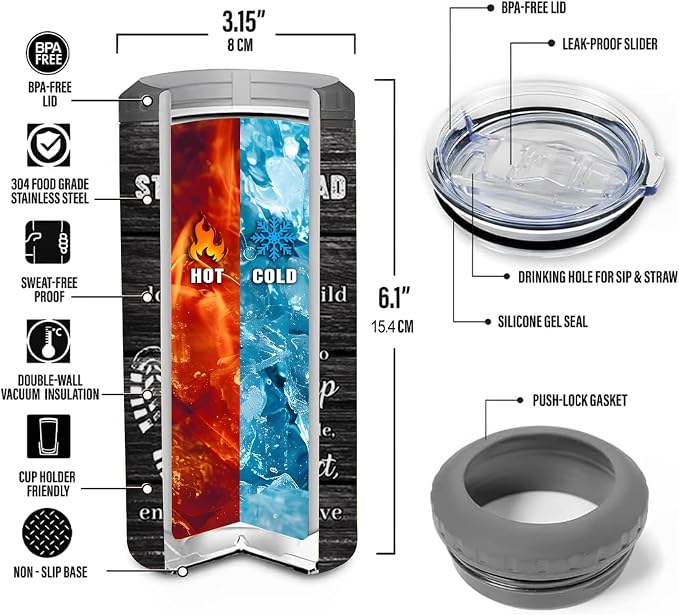 Step Dad Gifts, 4-IN-1 Stainless Steel Insulated Can Cooler | Fathers Day, Birthday, Christmas, Retirement, Beer Holder, Double-Wall, 16 Oz Tumbler, Keep Cold, Keep Hot, From Daughter Son