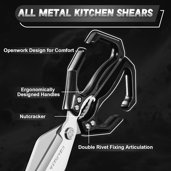 Heavy Duty Poultry Shears Set for Chicken, Meat & Seafood | Multi-Use Kitchen Scissors, Durable Metal Construction, Ergonomic Handle, Easy Clean, Thoughtful Kitchen Gifts